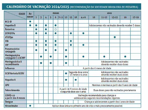 Quadro 2 – Calendário de vacinação 2024/2025